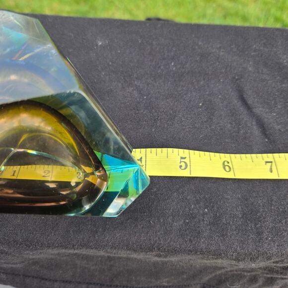 Murano Multi Faceted Submerged Style Glass Ashtray Catch All Heavy *read* - Picture 9 of 14